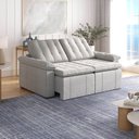 Ver imagem 1 de Sofá Cama Casal Retrátil e Reclinável 3 Lugares Linho Cinza Palmeira 200cm CabeCasa MadeiraOriginals