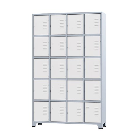 Armário Roupeiro de Aço 24 Portas para Vestiário Academia Locker Branco com Chave