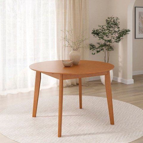 Mesa Extensível Redonda de 160cm Tarsila CabeCasa MadeiraOriginals Marrom/Champagne