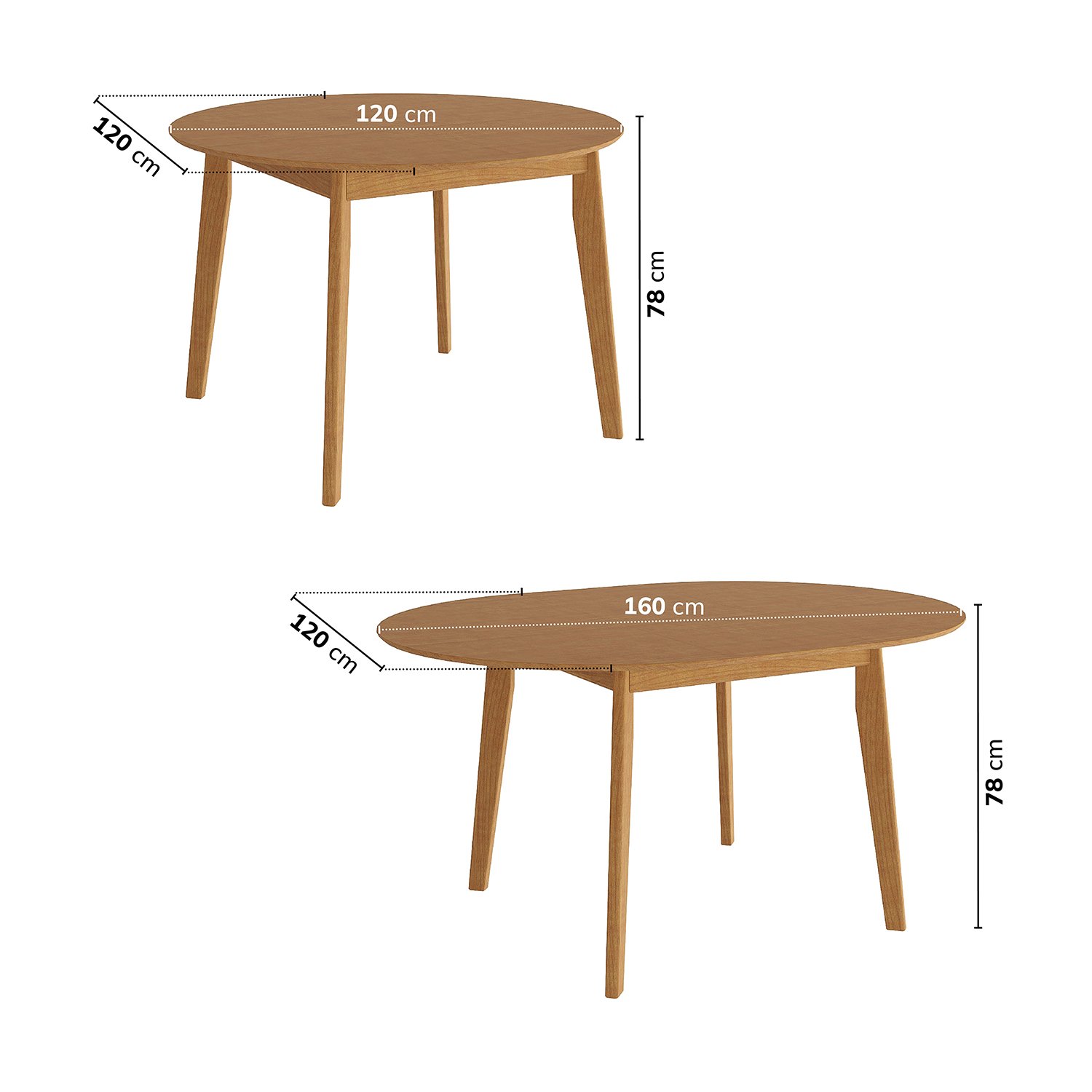 Mesa Extensível Redonda Madeira Maciça Tampo Laminado 6 Lugares Tarsila CabeCasa MadeiraMadeira - 3