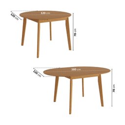Mesa Extensível Redonda Madeira Maciça Tampo Laminado 6 Lugares Tarsila CabeCasa MadeiraMadeira - 3