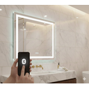 Ver imagem 1 de Espelho 4mm Iluminado 80x80 Led 3 Cores Inteligente Botão Touch Bluetooth Som Toca Musica