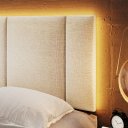 Ver imagem 3 de Cabeceira Estofada com Led Modulado Luxo Casal 140 Linho Bege