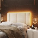 Ver imagem 1 de Cabeceira Estofada com Led Modulado Luxo Casal 140 Linho Bege