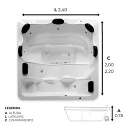 Spa Quadrado Amparo com Hidro em Acrílico Combate - 2