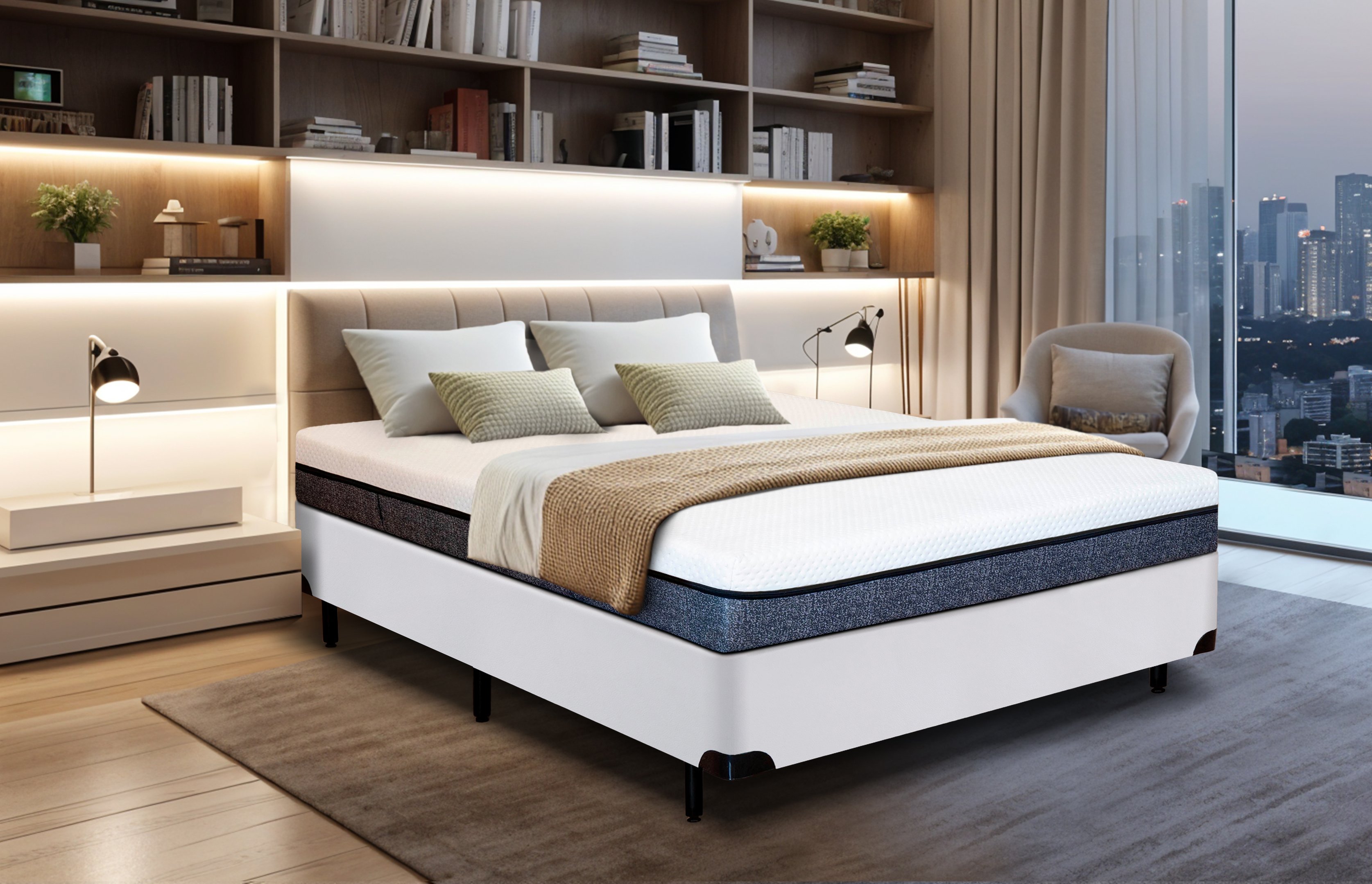 Cama Box Casal Serenelife - Corano Branco