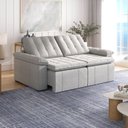 Ver imagem 1 de Sofá Cama Casal Retrátil e Reclinável 3 Lugares Linho Cinza Palmeira 220cm CabeCasa MadeiraOriginals