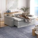 Ver imagem 3 de Sofá Cama Casal Retrátil e Reclinável 3 Lugares Linho Cinza Palmeira 220cm CabeCasa MadeiraOriginals