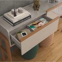 Ver imagem 2 de Aparador Moderno 2 Gavetas Pés Madeira 143cm Elegance Lukaliam Off Whte/jequitiba