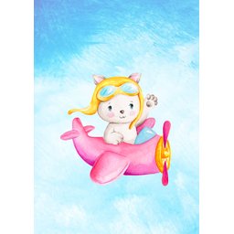 Kit 2 Quadros Aquarelado Urso, Avião e Balões - 2