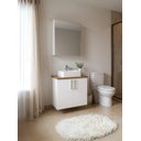 Ver imagem 1 de Gabinete para Banheiro com Cuba e Armario 60cm Mdf Freijo com Branco Paris - On Móveis