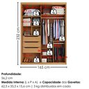 Ver imagem 3 de Guarda Roupa Solteiro 2 Portas de Correr 3 Gavetas MDF Splendi 165x232 cm Cinamomo Zanz