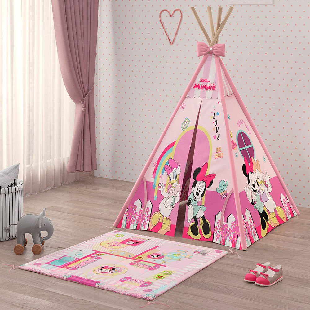 Cabana Infantil Feminina com Tapete Disney Minnie e Margarida P13 Rosa - Mpozenato - 2