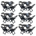 Ver imagem 1 de Kit 6 Jogos De Mesa Com 4 Cadeiras De Madeira Dobravel 120X70 - Preto - Preto