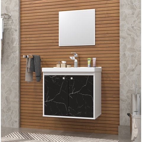 Gabinete Armario para Banheiro Bergamo 51cm com Cuba