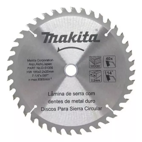 Disco de Serra Circular - 40 Dentes - 185mm X 20mm