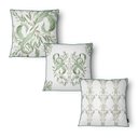 Ver imagem 4 de Kit 3 Capas de Almofada 43x43cm Microfibra Floral Arabesco Verde Clássico