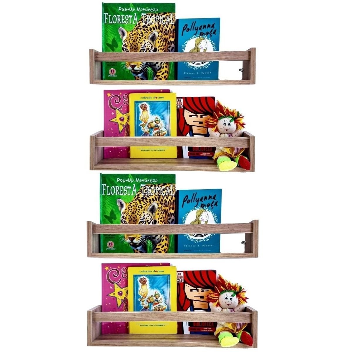 Combo 4 Prateleiras Para Livros Infantis Estante Organizadora de Brinquedos Nicho Revisteiro Mdf 55 