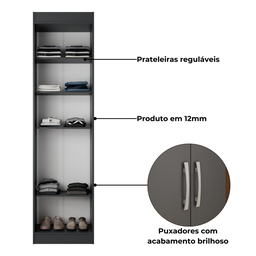 Guarda-roupa Multiuso Solteiro Compact Cinza - Direto Sim - 4