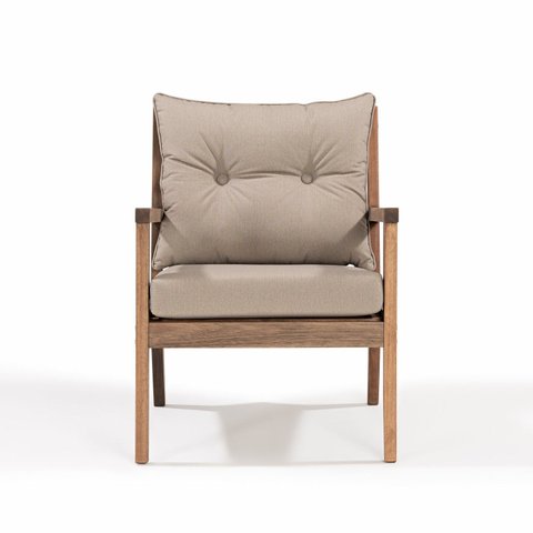 Poltrona para Jardim em Madeira Maciça com Almofadas Removíveis Riade Marrom/Stain Castanho/Fendi