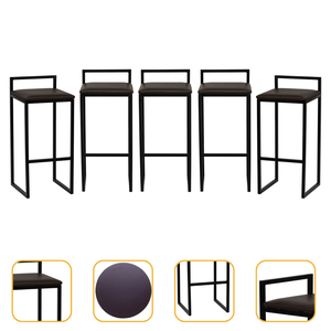 Kit 5 Banqueta Quadrada Preta para Balcão Ilha Cozinha Gourmet Bancada Piscina Bares Àrea de Lazer