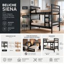 Ver imagem 2 de Cama Beliche 195x95cm Solteiro Siena 2 em 1 - Preto