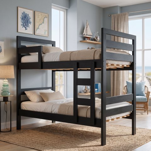 Cama Beliche 195x95cm Solteiro Siena 2 em 1 - Preto