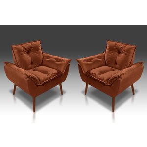 Kit 02 Poltrona Opala C/fibra Siliconada Suede Terracota - Tucanos Estofados