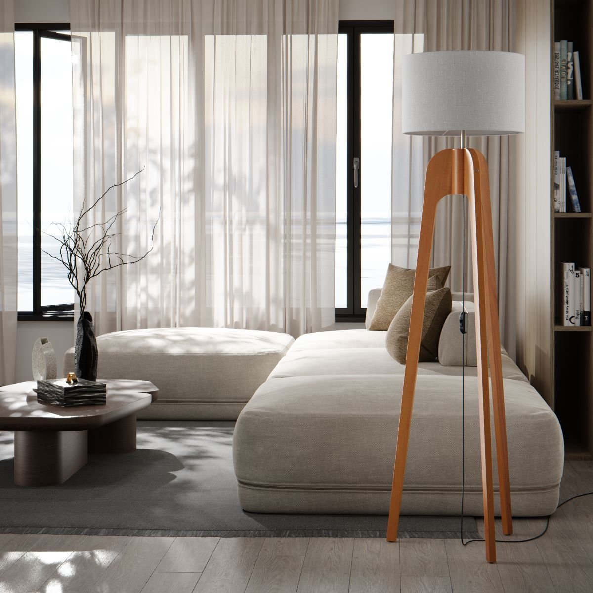 Luminária de Piso Modelo Atenas Iluminação Perfeita para Leitura:branco - 2