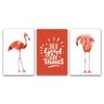Kit Placas Quadros Decorativos 3 Pçs 20x30 Amor de Flamingos - 1