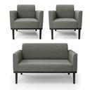 Ver imagem 2 de Conjunto 2 Poltronas e 1 Namoradeira Decorativa Isabella Pés Fixo em Madeira Preto Suede Grafite G19