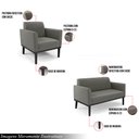 Ver imagem 3 de Conjunto 2 Poltronas e 1 Namoradeira Decorativa Isabella Pés Fixo em Madeira Preto Suede Grafite G19