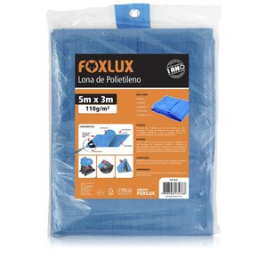 Lona Carreteiro Azul 5x3m 150 Micras 110g/m2 com Ilhoses Metálicos - Foxlux, Tamanho: 5x3