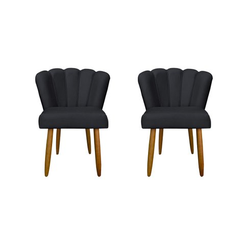 Kit 2 Cadeiras para Penteadeira Quarto Modelo Flor – Balaqui Cor:Cinza Escuro