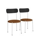 Ver imagem 2 de Kit 2 Cadeiras de Jantar Estofadas Modelo 288 Branco e Camel