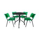 Ver imagem 2 de Jogo Mesa Redonda para Restaurante Comércio com 4 Cadeiras Iso Verde Base Preta Ecomhome