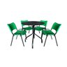 Jogo Mesa Redonda para Restaurante Comércio com 4 Cadeiras Iso Verde Base Preta Ecomhome - 2