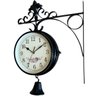 Relógio Retrô com Sino Estação Trem Dupla Face Floral Preto - 1