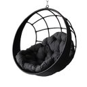 Ver imagem 1 de Balanço Suspenso Ninho Preto com Almofada Impermeável Cinza, Mola e Mosquetão
