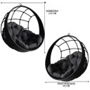 Ver imagem 3 de Balanço Suspenso Ninho Preto com Almofada Impermeável Cinza, Mola e Mosquetão