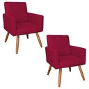 Ver imagem 1 de Kit 2 Poltronas Nina Suede Vermelho Pés Palito Castanho - Pallazio