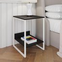 Ver imagem 1 de Mesa Cabeceira Industrial Lateral de Cama Preta Tókio Base Ferro Branco