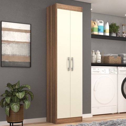 Armário Multiuso para Área de Serviço 2 Portas San Marino Marrom/Castanho/Offwhite