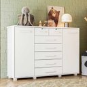 Ver imagem 1 de Cômoda Infantil 2 Portas 7 Gavetas Trapézio Branco