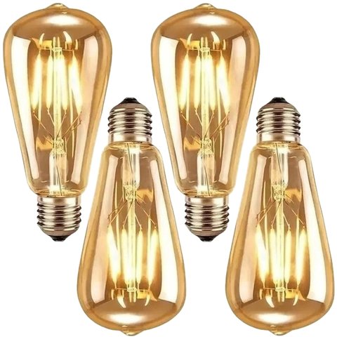 4 Lâmpadas Vintage Filamente Led Decorativa Retrô Vintage Âmbar ST64 4W 320LM