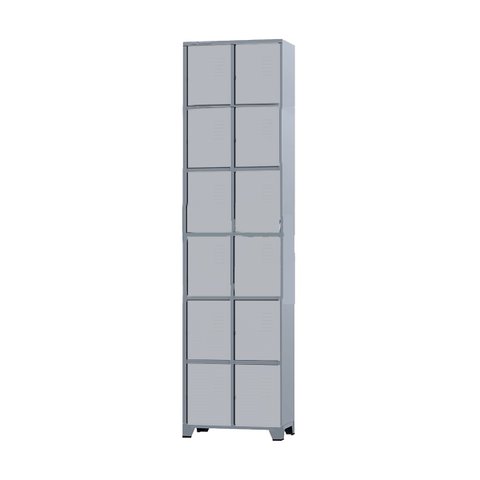 Armário Roupeiro de Aço 12 Portas para Vestiário Academia Locker Cinza com Chave