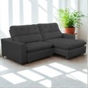 Ver imagem 1 de Sofa Retratil Reclinavel 2 Lugares 230cm Veludo Andreia Cinza Grafite