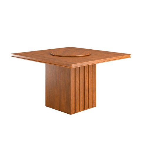 Mesa Sala Jantar Santiago 136x136cm com Prato Giratorio Cinamomo