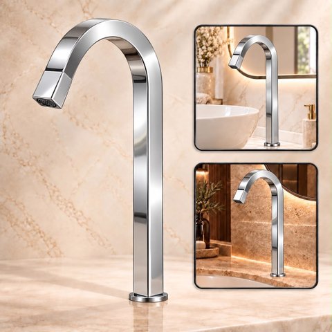 Torneira Laguna Cromada Alta Aço Inox 304 Luxo Goldenx