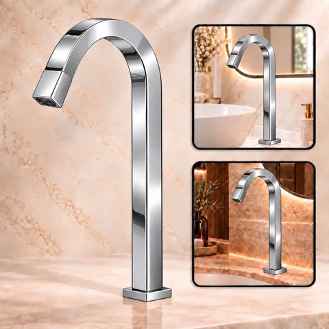 Torneira Laguna Cromada Alta Aço Inox 304 Luxo Goldenx